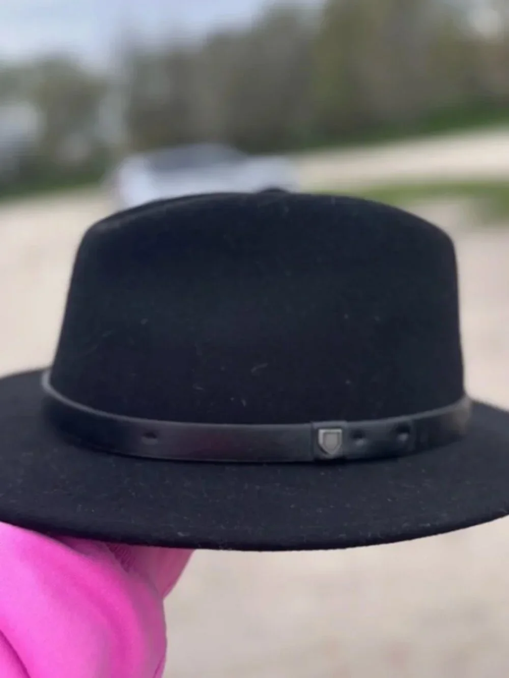 Brixton Men's Black Messer II Fedora Felt Wide Brim Adjustable Hat Size XL